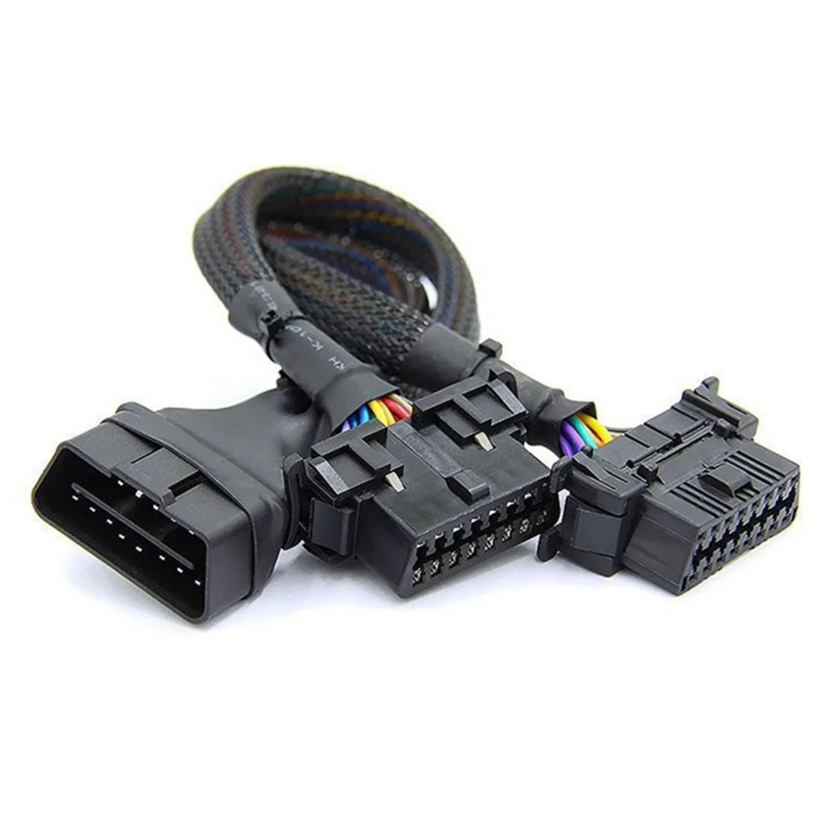 2PCS 2 IN 1 OBD2 Extension Cable OBDII Male to 2 Female Splitter Car Computer Connection Conversion Plug Socket