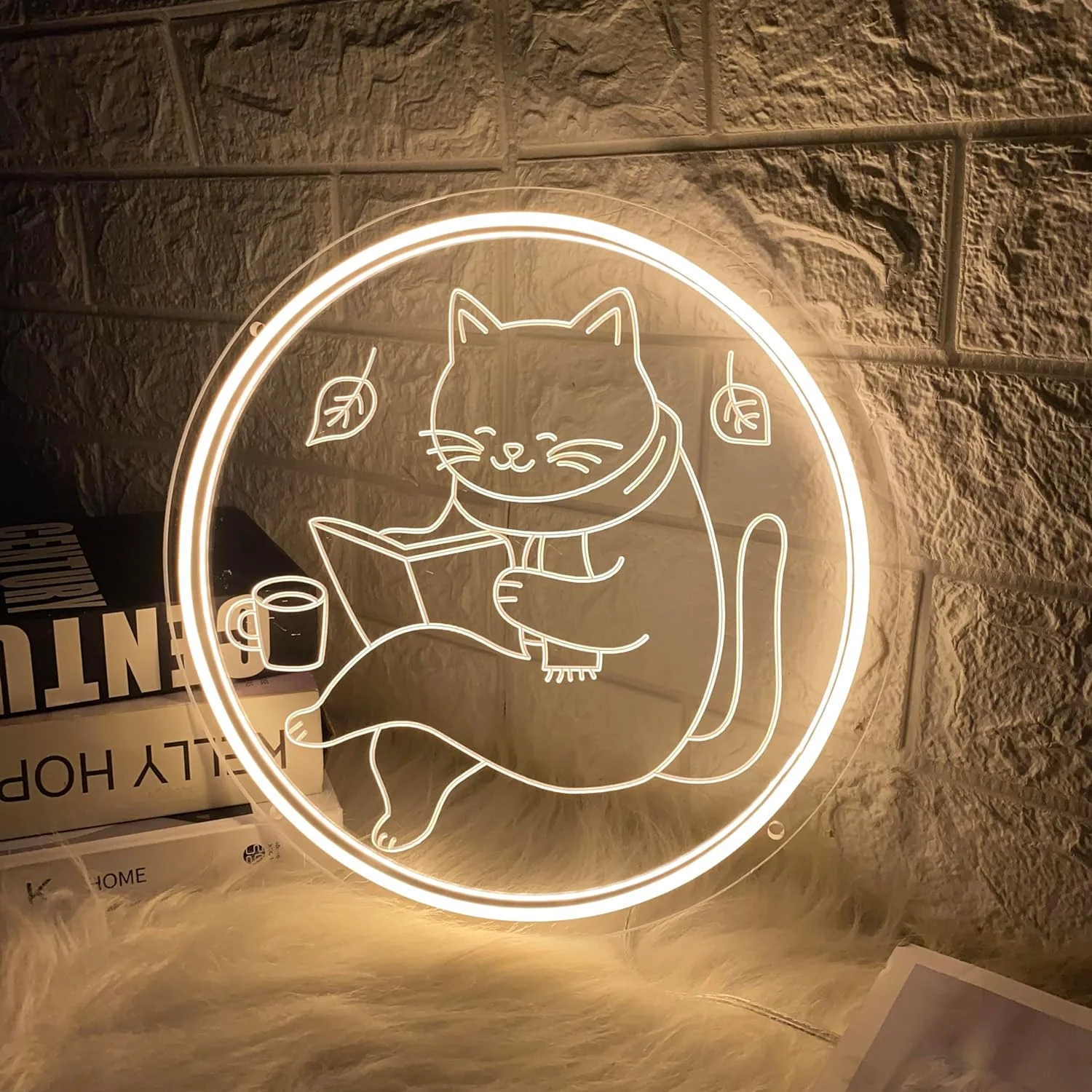 

Cat Neon Signs,Cool Reading Cat Dimmable Signs for Bedroom Wall Decor ,Anime Reading Nook Neon Sign , Animal Lover Gifts