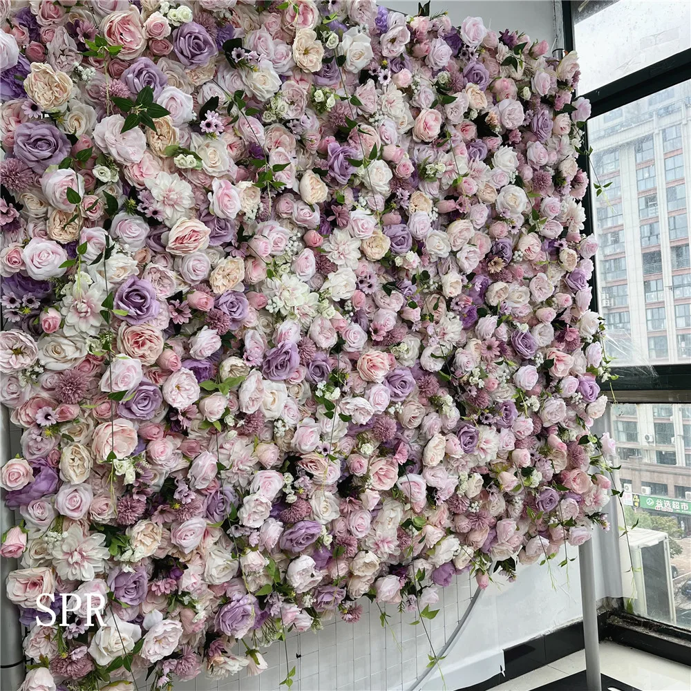 Imagem -03 - Spr Atacado Rose Wall Luxo Wedding Stage Teto Decorativo 3d Rolled up Blush Pink Painéis de Flores Artificiais