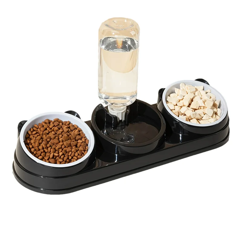 Mangeoire 3 en 1 pour chat, petits chiens, bols surélevés à 15 degrés pour chat, bouteille d'eau automatique pour chat, fournitures pour animaux de compagnie