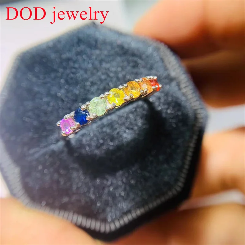 DOD colorful Sapphire Ring S925 Silver Sterling Jewellry for Women Wedding Bands Engagement Sapphire Anels 3x3mm 7pcs Gem stone