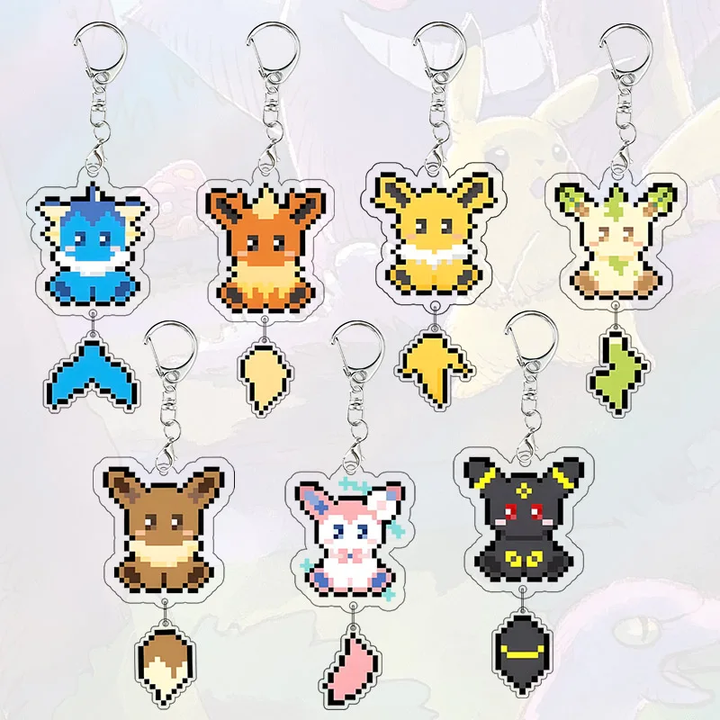 Vaporeon Flareon Acryl-Schlüsselanhänger Leafeon Jolteon Umbreon Taschenanhänger Schlüsselring Sammel-Charm Zubehör Schlüsselring Ornament Geschenk