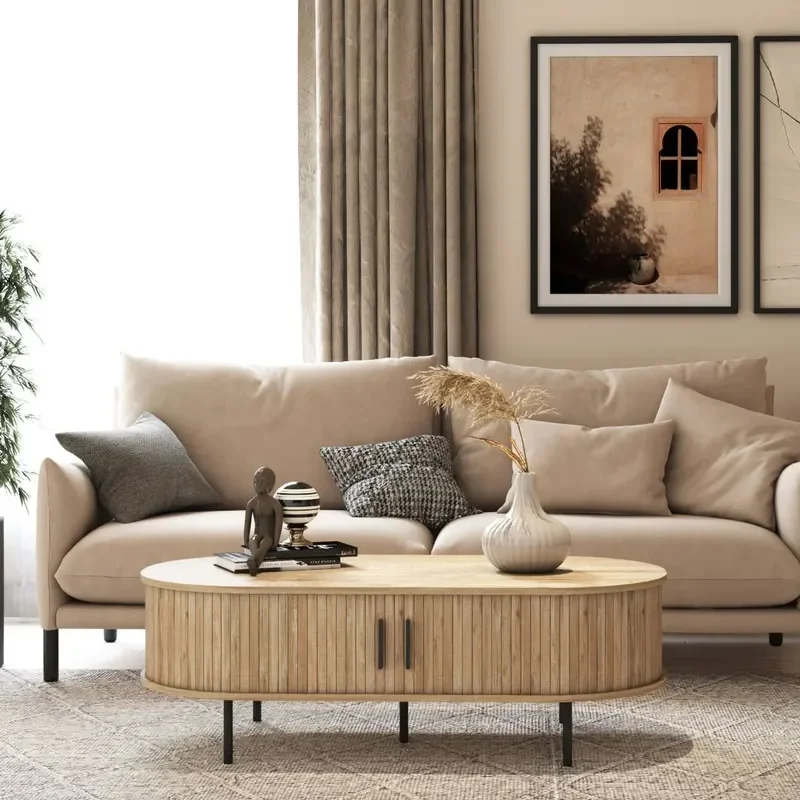 for Modern Rolling Shutter Door Coffee Table European American Style Living Room Storage Panel Furniture Dining Tea Table