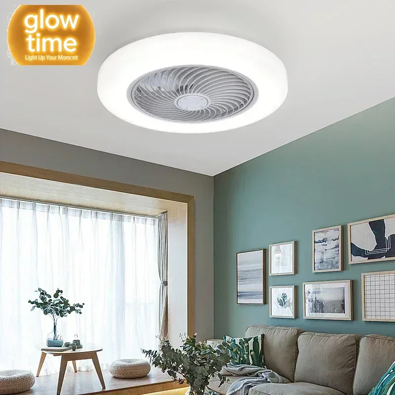 Smart remote control color ceiling fan lamp invisible blade retractable silent [Multiple offers]