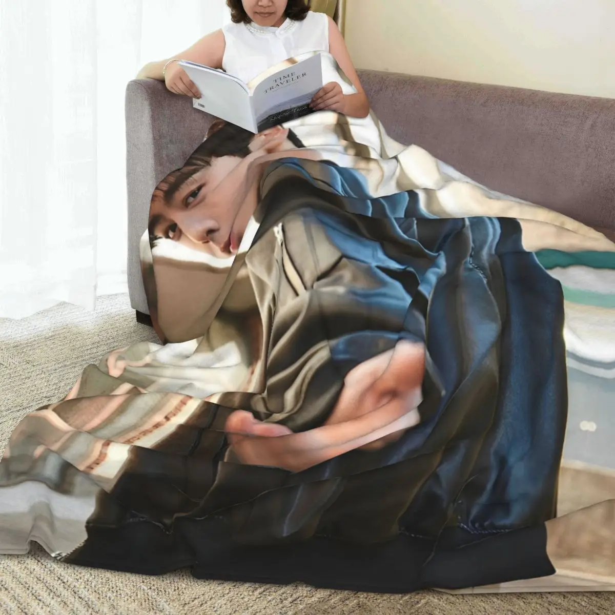 Cha Eun Woo Fleece Throw Blanket Blanket for Sofa Travel Lightweight Bedroom Quilt