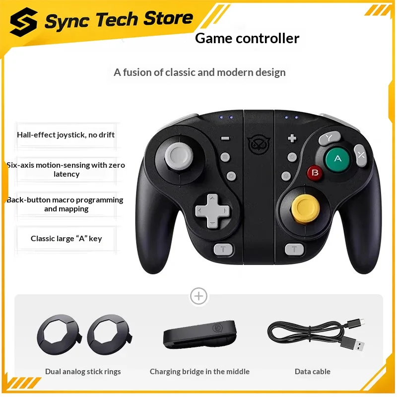 Retro GameCube Style Split JoyCon Wireless Bluetooth Game Controller 6-Axis Gyro Macro Programmable For Nintendo NS2