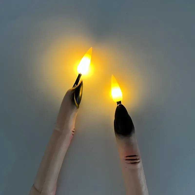 10/12Pcs Halloween Haunted House Scary Led Finger Candle Novelty Finger Candle Lights For Holiday Decorations