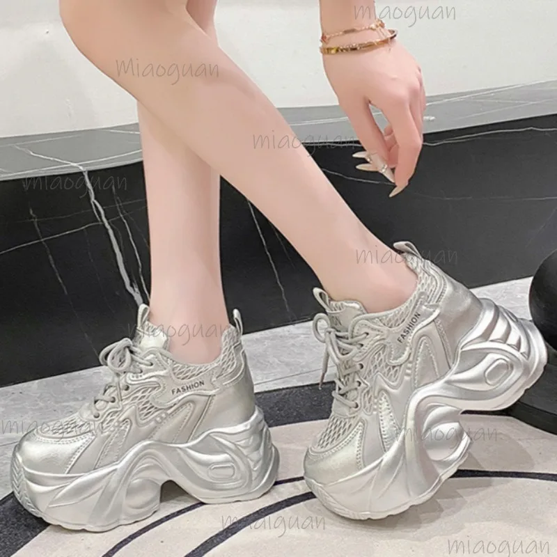 Women's Mesh Breathable Chunky Platform Sneakers for Woman Summer Casual Dad Shoes Lace-Up Wedge Кеды Size 34-39 Female Sneakers - view 3