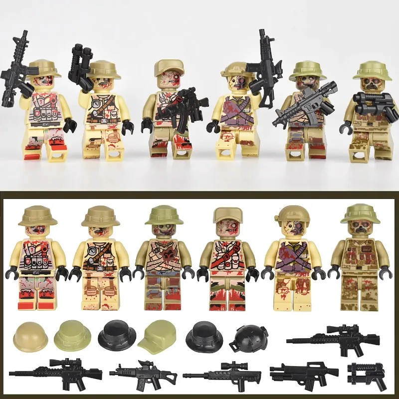 Military zombie building blocks ghost special police Wolf Warriors special soldiers mutant zombie police assembled toys