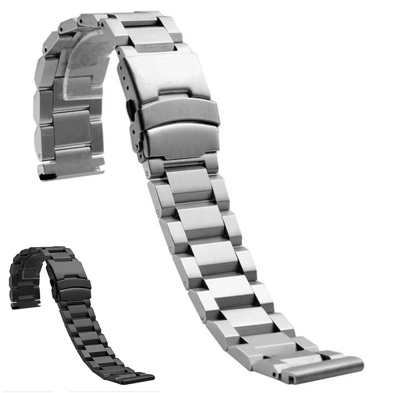 

Stainless Steel Watch Band Strap Women Men Metal Watchband Link Bracelet 18mm 20mm 22mm 24mm Brushed Accessories Silver Black