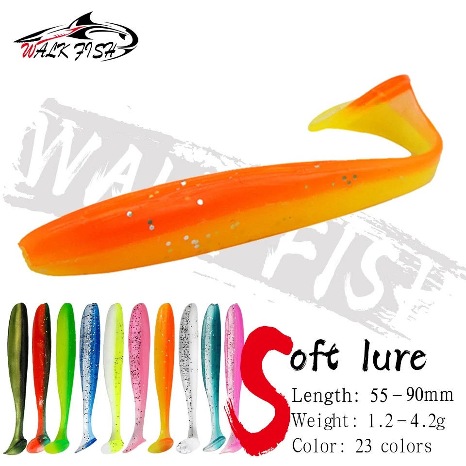 WALK FISH 10PCS Soft Lures 5.5cm 6.3cm 7cm 9cm Artificial Silicone Bait Goods For Fishing Sea Fishing Pva Swimbait Wobbler Pesca