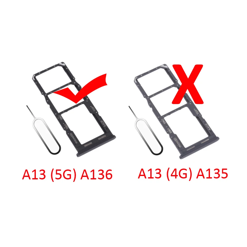 For Samsung Galaxy A13 5G A136 A136B A136U Phone SIM Tray Micro SD Chip Card Slot Drawer Holder Pocket Single Dual Parts Black
