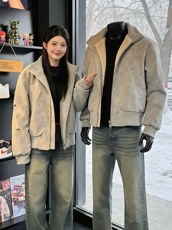 

Утепленная куртка с флисовой подкладкой и эффектом тай-дай, мужская, с воротником-стойкой, хлопковая, в американском пилотском стиле, для повседневной носки зимой