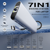 USB C to HDTV Adapter, 4K@30Hz USB C Docking Station, 7 in 1 USB C Hub with 2 USB-A, PD 100W, TF/SD Card Reader, 1000M Rj45 USB