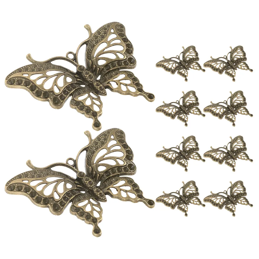 

10 Pcs Hollow Butterfly Pendant Charms Vintage for Jewelry Making Alloy Keychain Wings