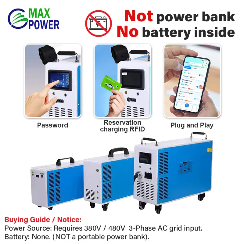 MAXPOWER 480V 3 Phase Input CHAdeMO CCS 20KW Output Portable DC Mobile Charging Station