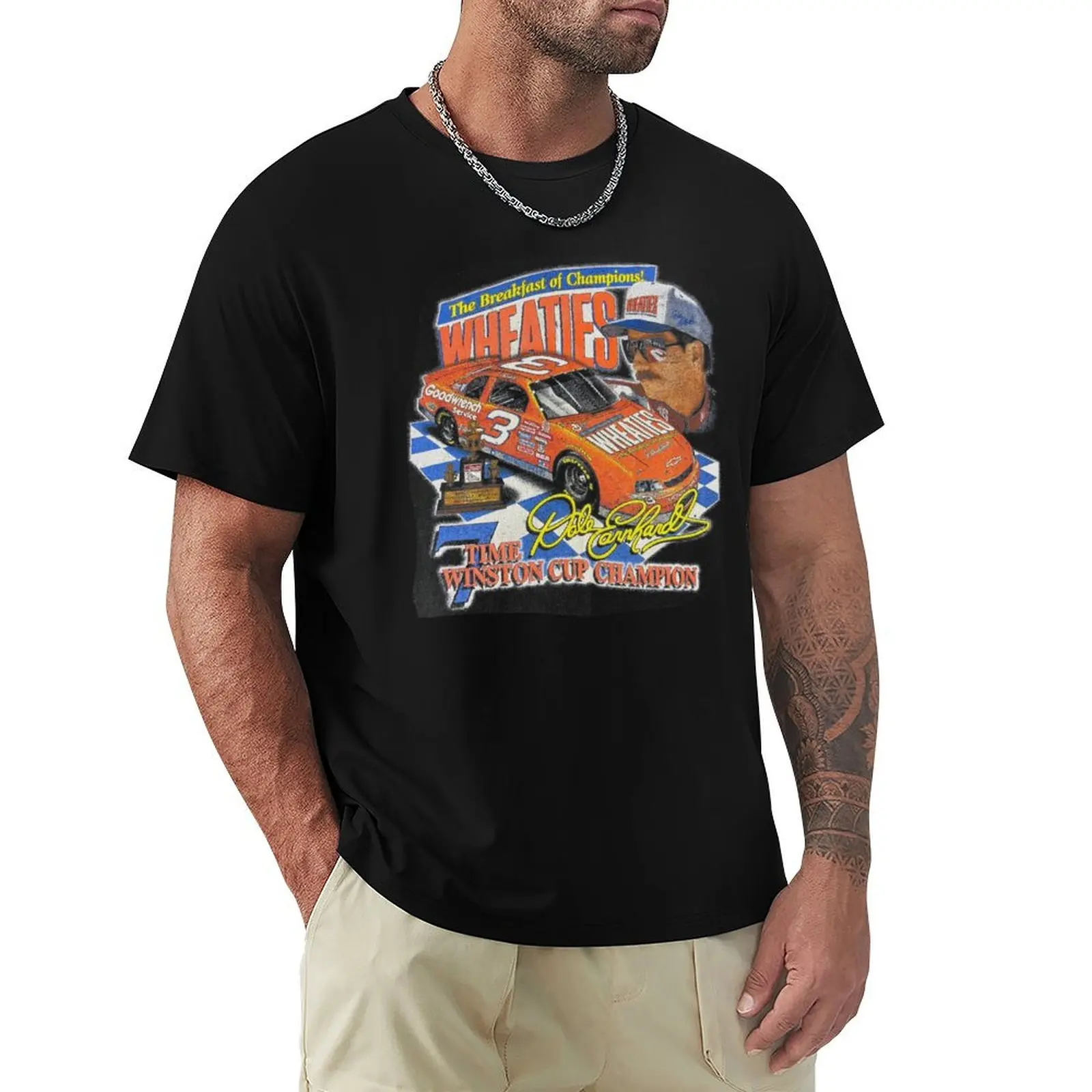Dale Earnhardt 7X Winston Cup Championship T-Shirt Large Size Casual Short Sleeve Top