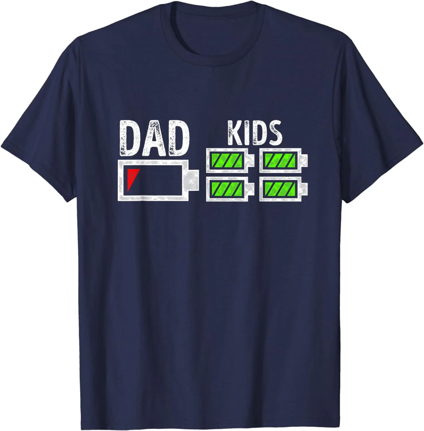 Dad Of Four Low Battery Funny Father Of 4 Kids Unisex Cotton T-Shirt