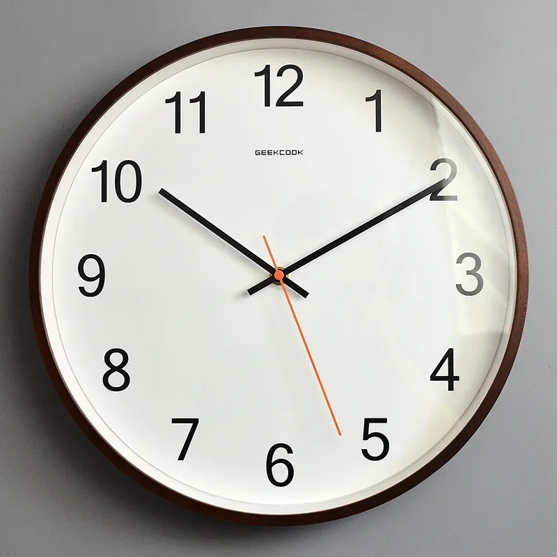 

Hot salesCurved wood wall clock Ultra-quiet modern minimalist creative clock Home living room Nordic fashion bedroom Round quart