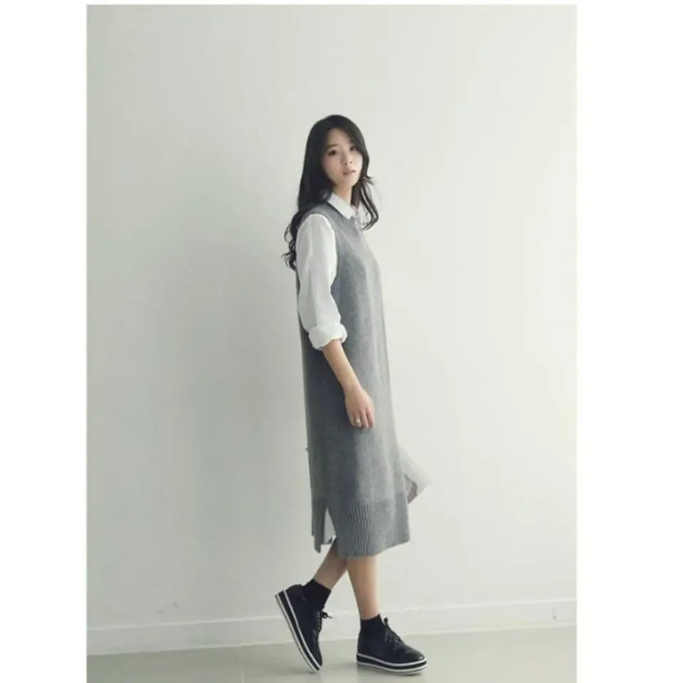 

Knitted Sleeveless Dresses Summer Womens Transparent Hemline Rib Hollow Knitthing Fine High-End Casual Flap Smooth Open-Knit Ins