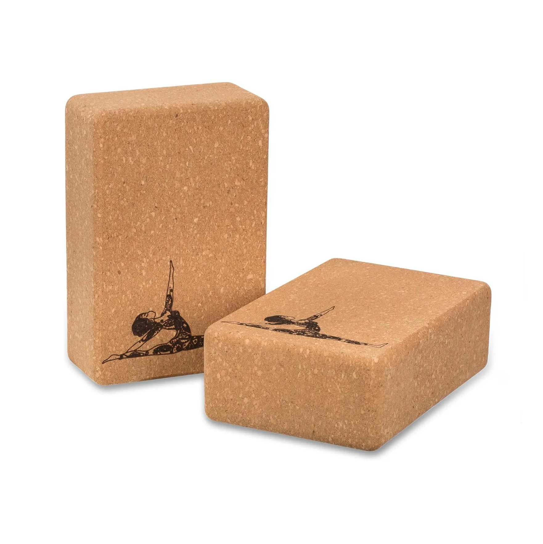 100% Natural Cork Yoga Block - Non-Slip High-Density Pilates Brick
