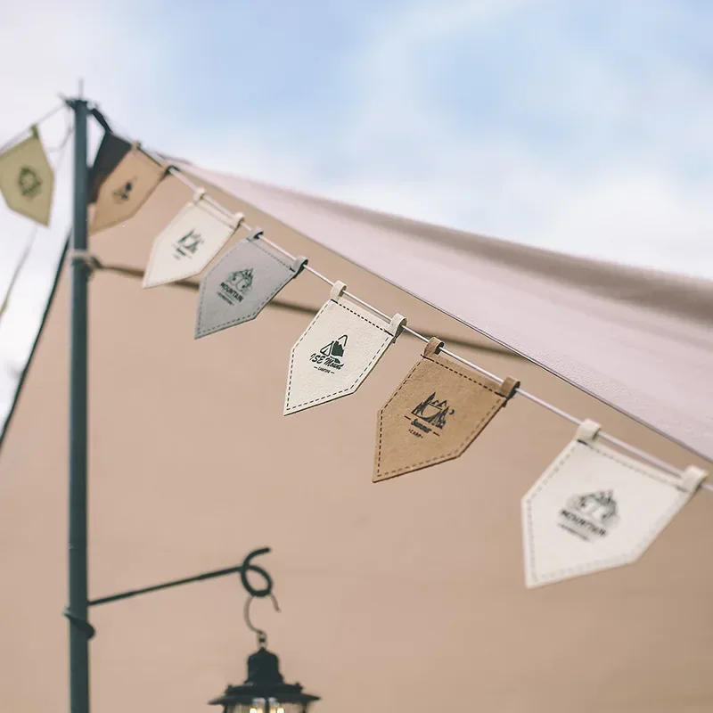 

6 Meters Outdoor Camp Flags Canvas Camping Flag Hanging Cloth Bunting for Home Decoration Camping Bunting Spring Travel 11x13CM