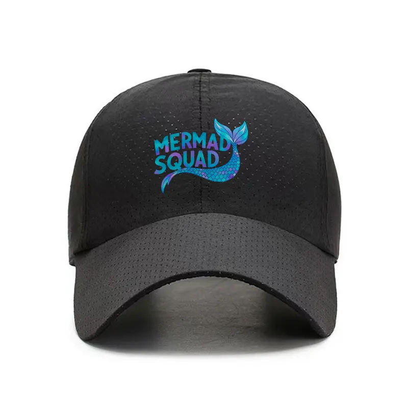 Mermaid Squad Quick Dry Baseball Cap Breathable Adjustable Lightweight Unisex Sports Hat