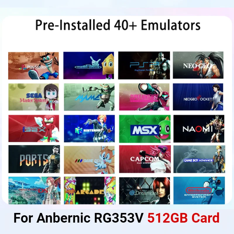 Imagem -02 - Classic Game Card para Anbernic Rg353v Rg353vs Console de Memória tf Retro Handheld Ps1 Psp Gba 512g Pré-instalação 80000 Mais Jogos 256g