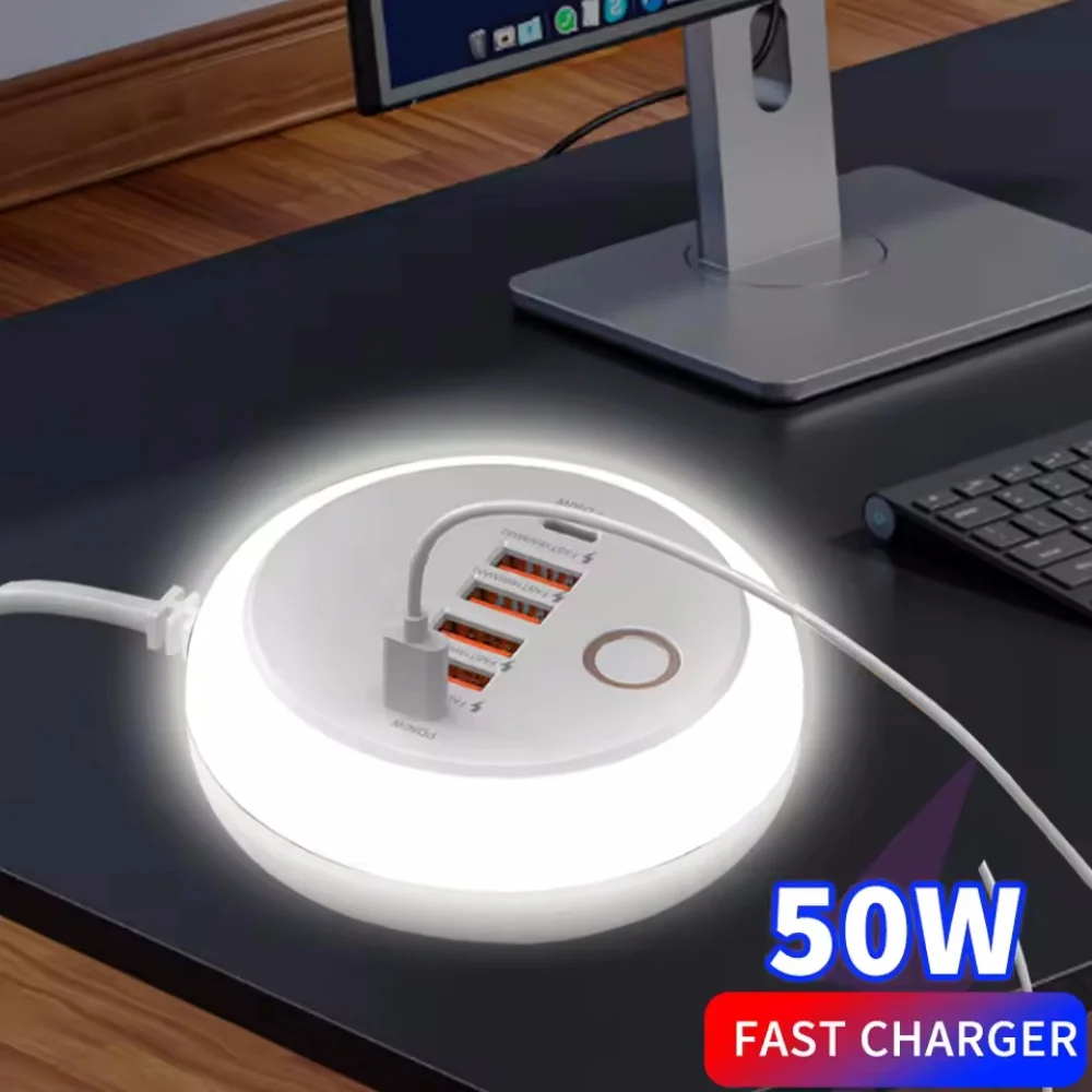 50W Multi Ports USB Charger Power Strip Socket PD Fast Charging Travel Charger For iPhone Samsung Xiaomi Quick Charge3.0 Adapter