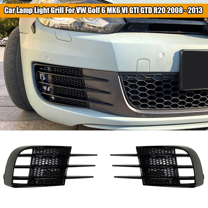 Fog Lamps Grill Protective Cover Sport for VW Golf 6 MK6 VI GTI GTD ABS Front Fog Light Foglight Shrouds Bumper Grille 2008-2013