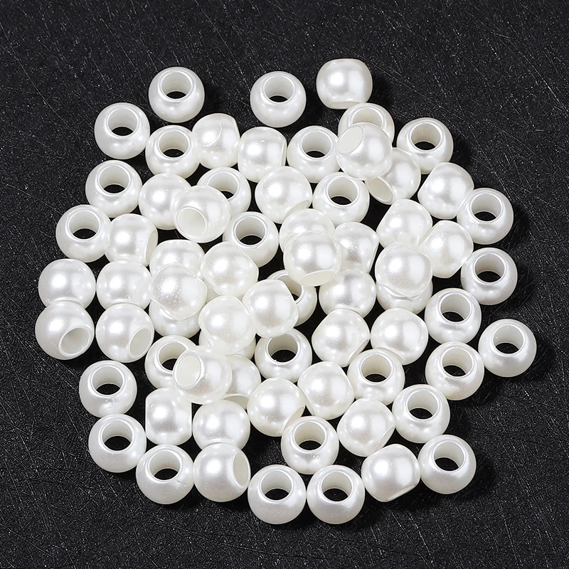5-300pcs/Lot 6-30mm ABS Imitation Pearl Beads For Jewelry Making Big Hole Acrylic Spacer Beads Diy Bracelet Necklace Wholesale