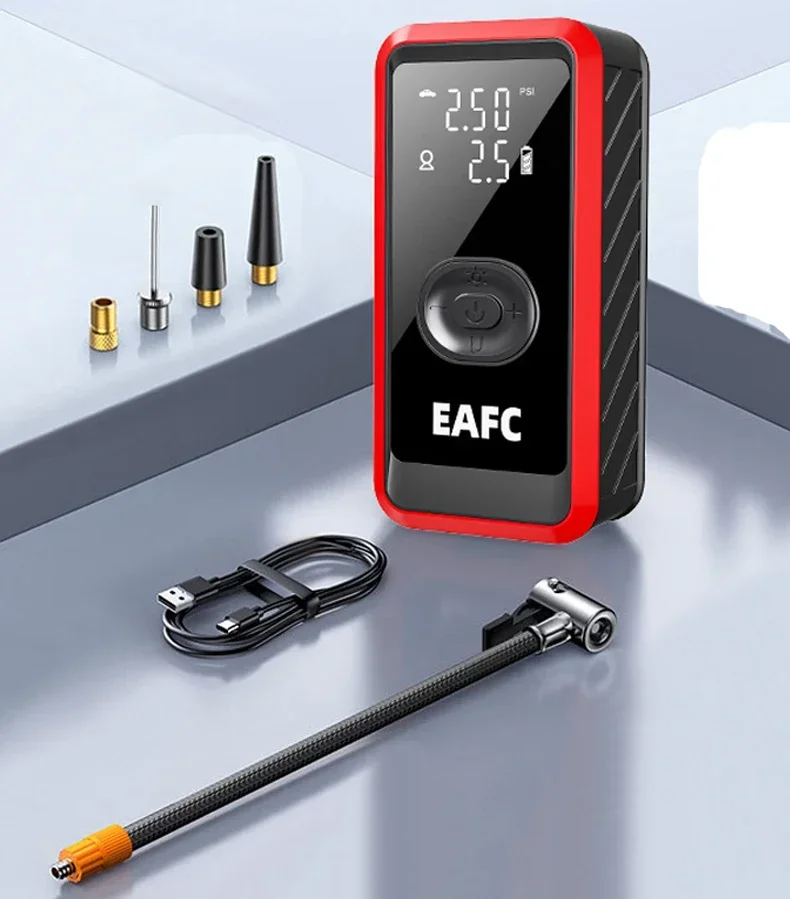 EAFC Neueste kabellose Luftpumpe für Autos, Luftkompressor, Reifenballaufpumper, LED-Licht, Reifenfüller, 150 PSI, elektrisch, für Autos, Motorräder, Fahrräder – Detail 9