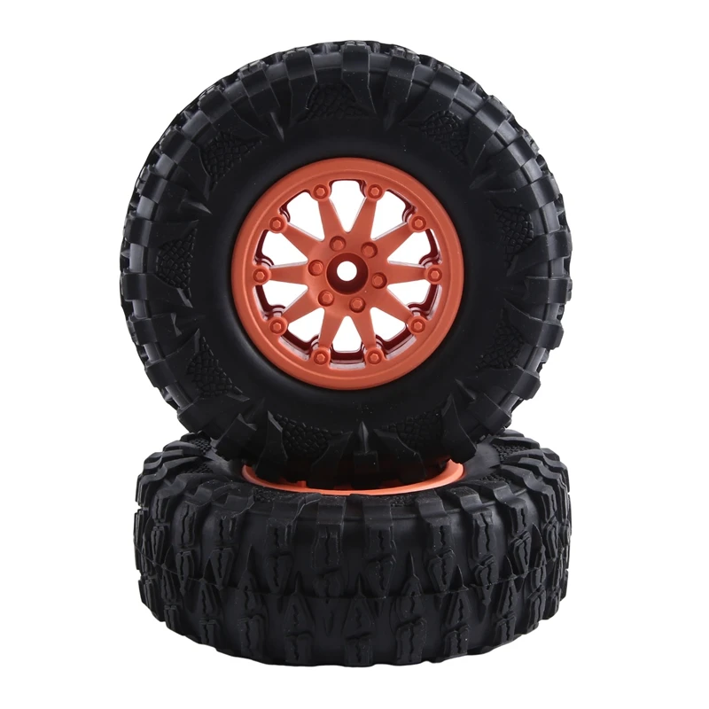 4PCS 2.2 Inch Nylon Plastic Beadlock Wheel 4.72In/120Mm Tire With 12Mm Combiner Hex For 1/10 RC Rock Crawler Parts Orange