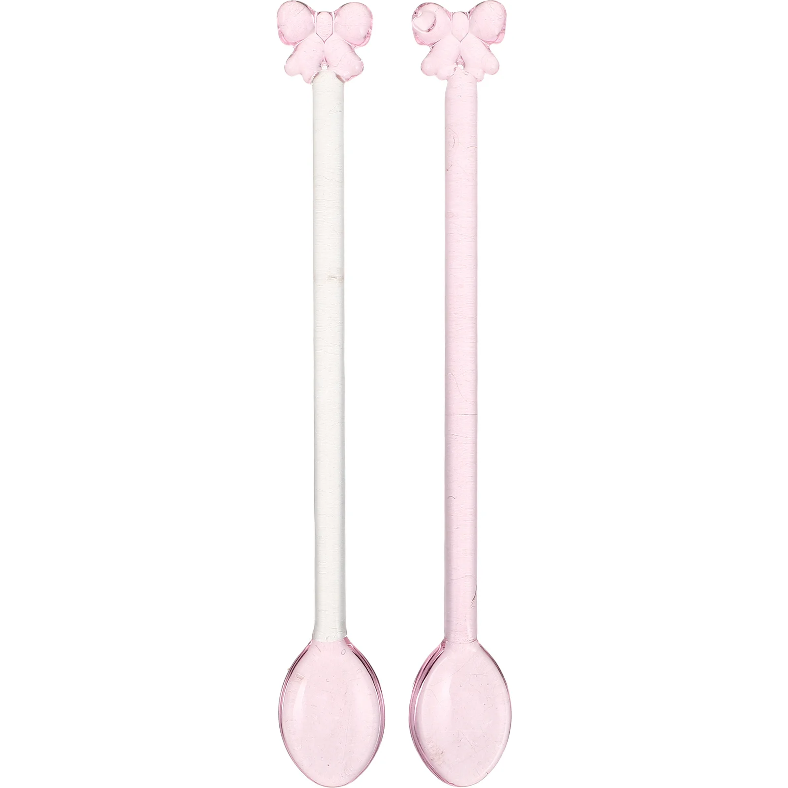 

2Pcs Butterfly Knot Glass Spoon Multifunctional Heat Resistant Stirrer for Coffee Tea Soup Honey Kitchen Mixing Tool