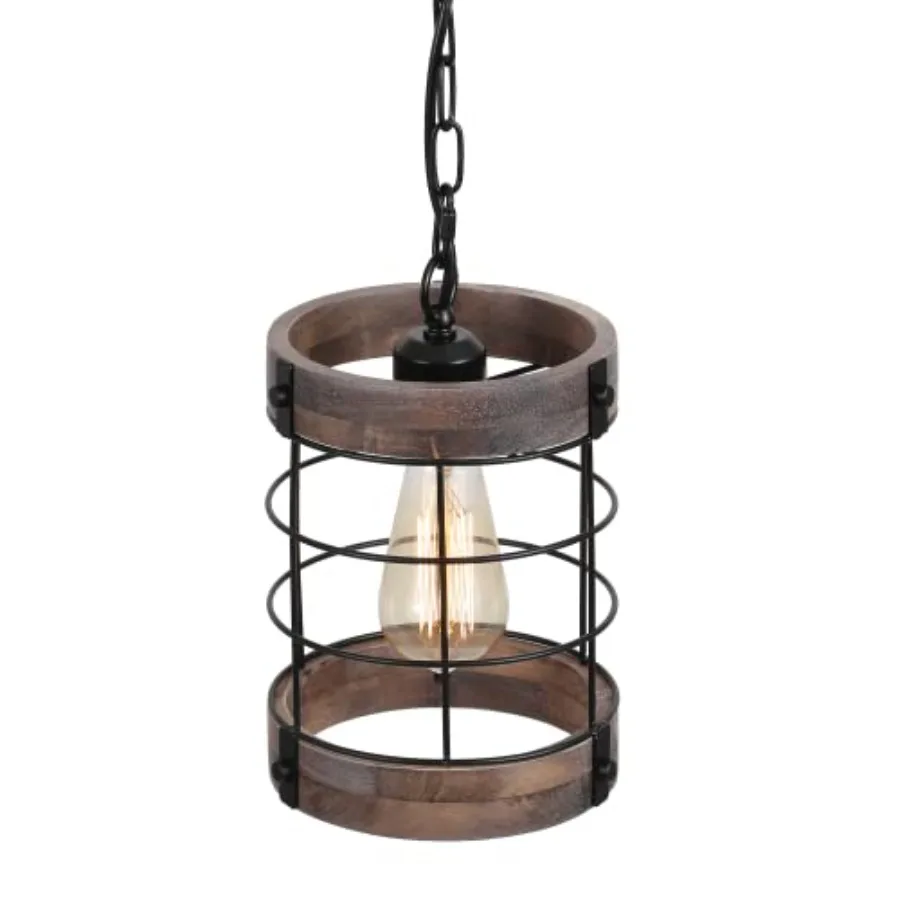 

1-Lights Rustic Farmhouse Pendant Light Fixtures for Kitchen Island Wood Hanging Ceiling Lights Dining Room Over Table Wooden P