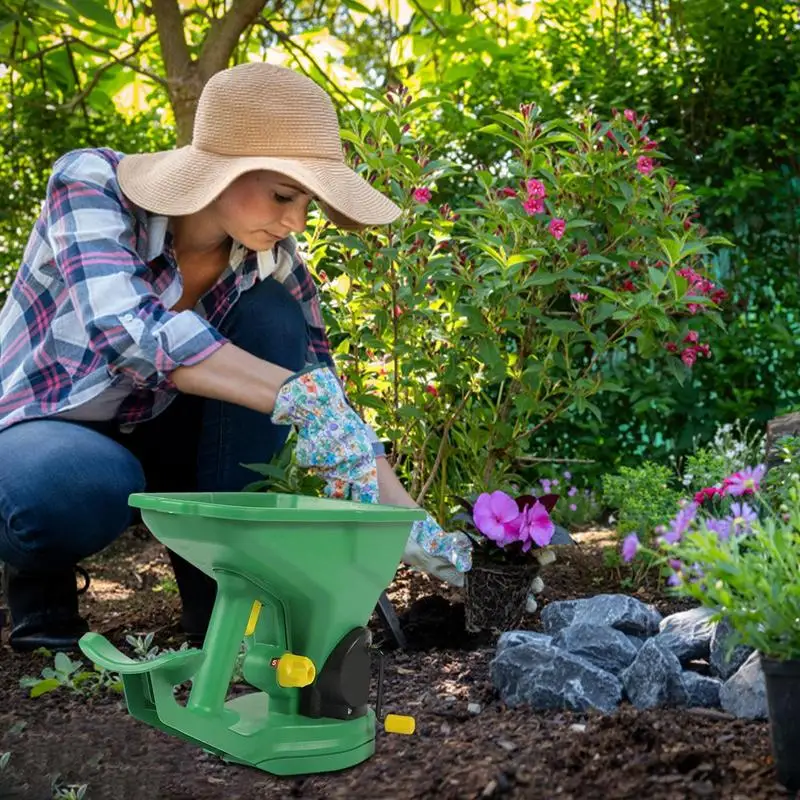 

1.5L Gardener Hand Held Seed Spreader 5 Gear Energy Saving Portable Spreader For Gardens Lawns Small Farms Hand Powered Spreader