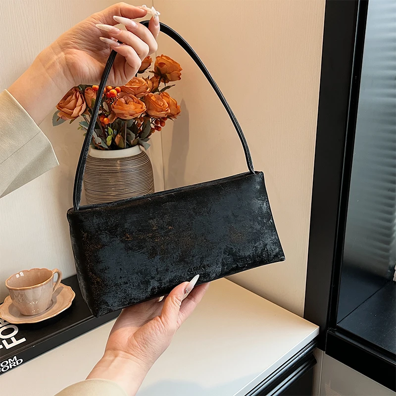 

Korean-style Light Luxury Square Bag Retro High-end Shoulder Bags Fashion Design Underarm Bags Solid Color Simple Versatile Bags