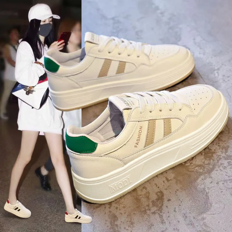 Ladies Sports Heightening Sneakers Free Shipping Lightweight Breathable White Platform Walking Shoes for Women Daily Outdoor