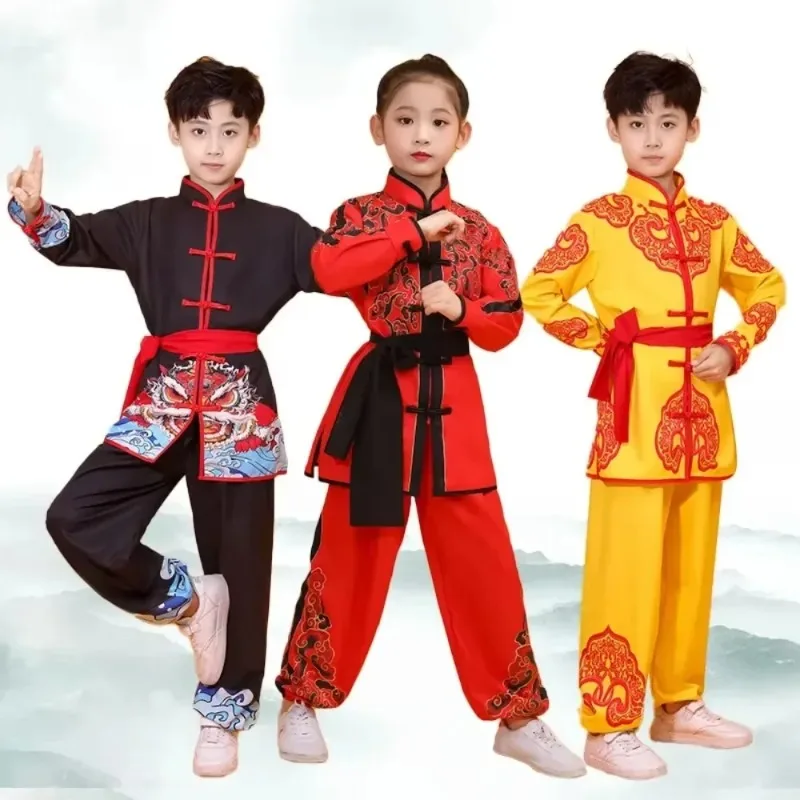 Girl Suit Chinese Kung Fu Uniform Boy Set Tai Chi Perform Women Men Kids Martial Arts Costumes Baby Wushu Sets Children Clothes
