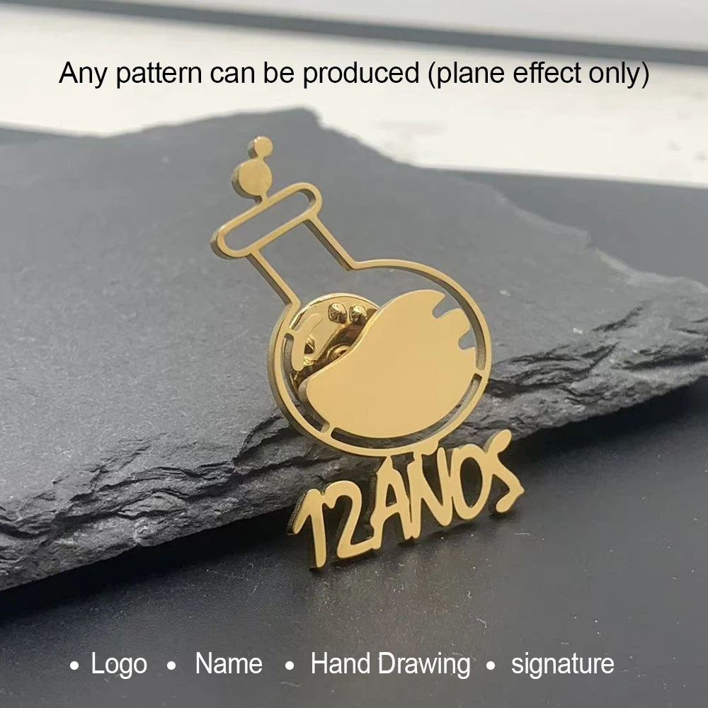 Customized personalized stainless steel brooches, you can customize any pattern. The texture is simple and of high quality.