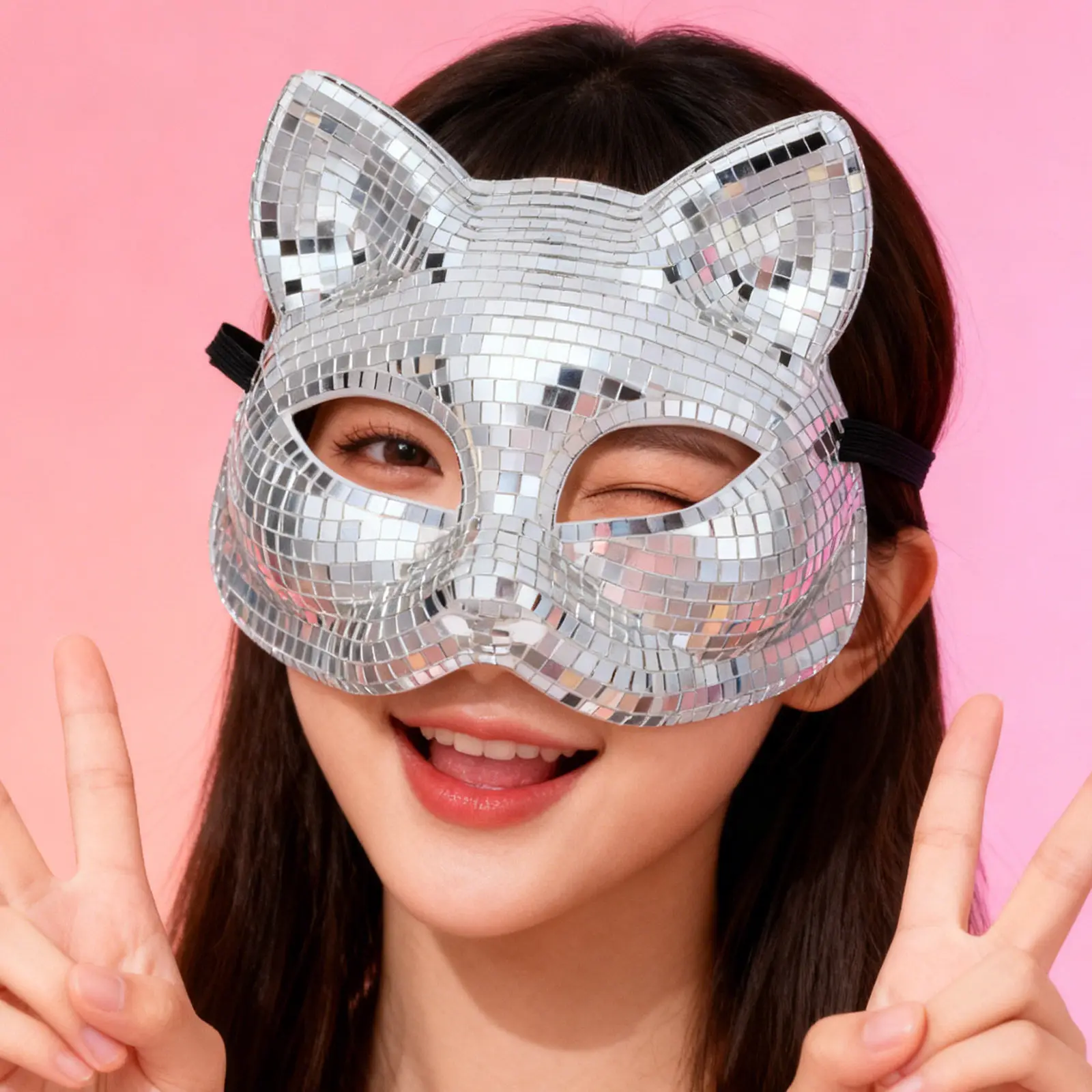

2pcs Face Mask Mirrored Sequins Full Face Cover Adult Party Costume Accessory - Carnival Cosplay Dance Masquerade