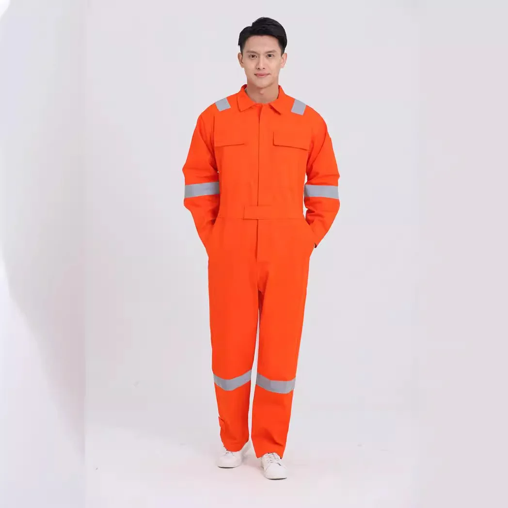 Cotton Safety Jumpsuit, Automotive Repair Electrician, High-Energy Visible Reflective Strip Labor Protection Suit