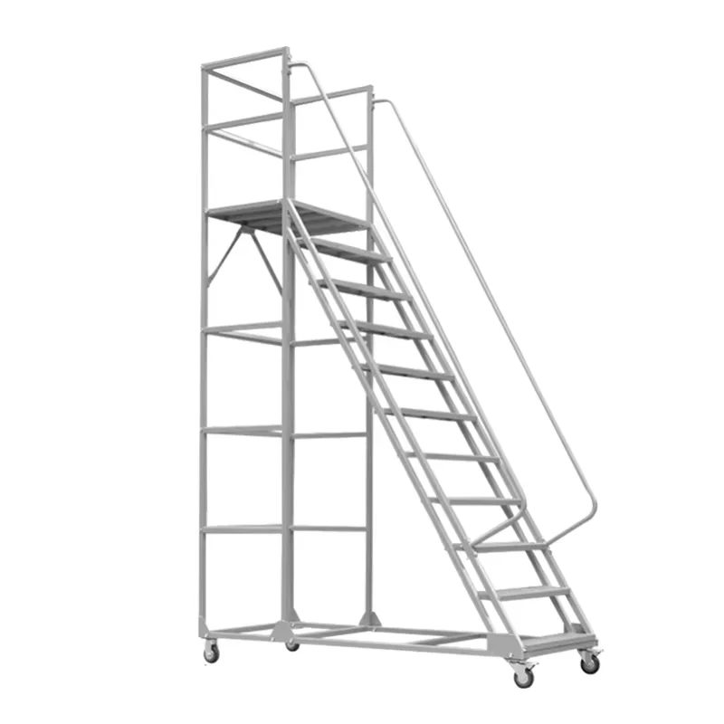 Jigongwarehouse detachable climbing aluminum platform order picking mobile platform ladder rolling handling