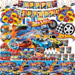 Hot Wheels Birthday Decorations Flamme Cars Paper Disposable Tableware Balloons Backdrops For Kids Baby Shower Party Supplies