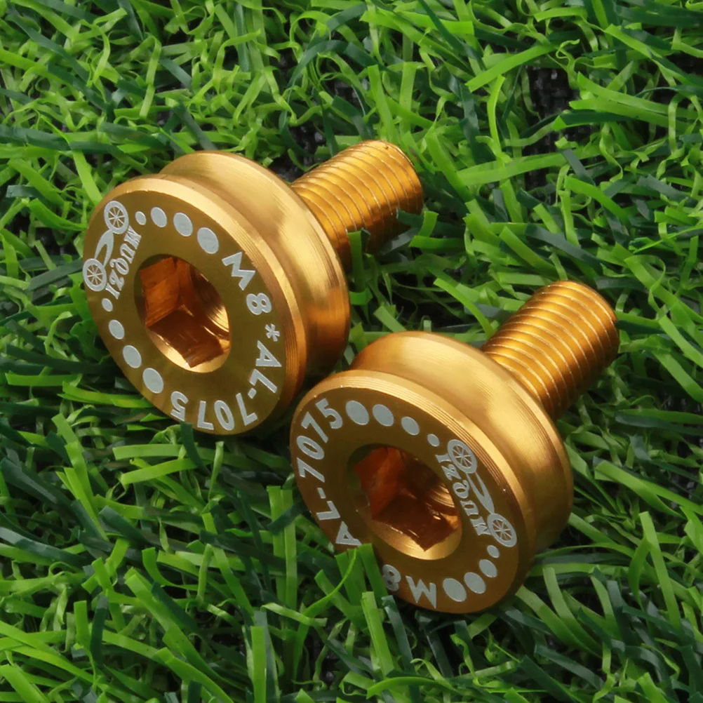 Aluminum Alloy Bicycle Crank Square Hole Screw 7075 Waterproof For Mountain Road Folding Bike Cycling Parts Gold