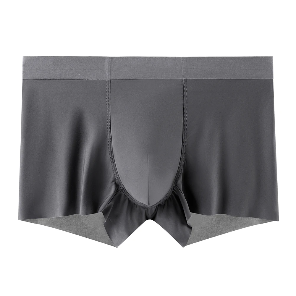 

Мужские бесшовные трусы-боксеры больших размеров из ледяного шелка, однотонные, с анатомическим мешочком, ультрамодные, экстремальные мужские трусы