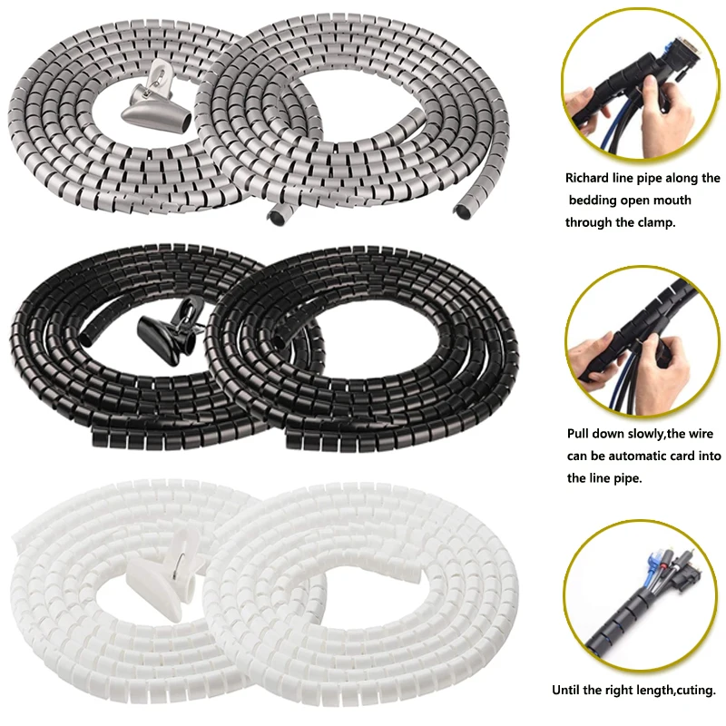 1/2meter 8-25mm Cable Spirals Wrap Tidy Cord Wire Banding Loom Storage Organizer PC TV Wire Winding Tube Wire Sleeves