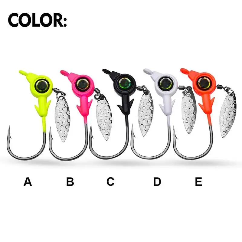 Jig Head Ojo Grande con lentejuelas para lubina – Cabeza plomada y vinilo