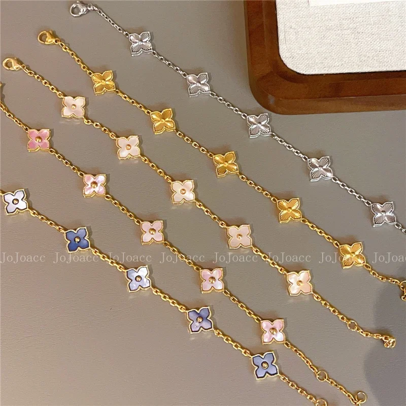 Fashion Personalized Natural Shell Stone Flower Bracelet for Women 2025 New Stainless Steel Jewelry Bracelet Anniversary Gift