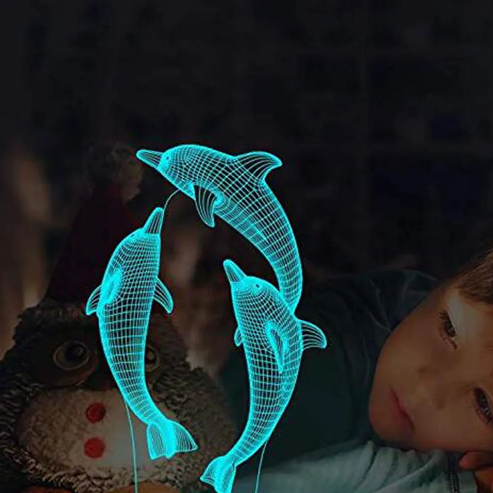 3dイリュージョンイルカナイトランプ-タッチコントロールledベッドサイドランプ-7色変化-クラックベース-ホームオフィス用-3dナイトライト